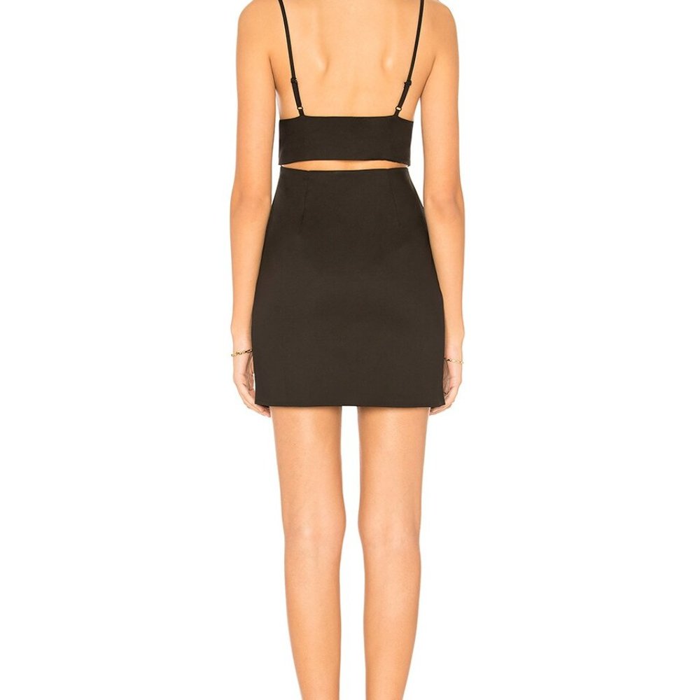 Revolve black front snap open back mini dress LBD